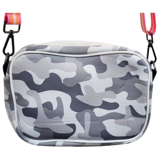 Haute Shore Drew Rise Compact Neoprene Crossbody Bag White Grey Camo - Picture 5 of 12